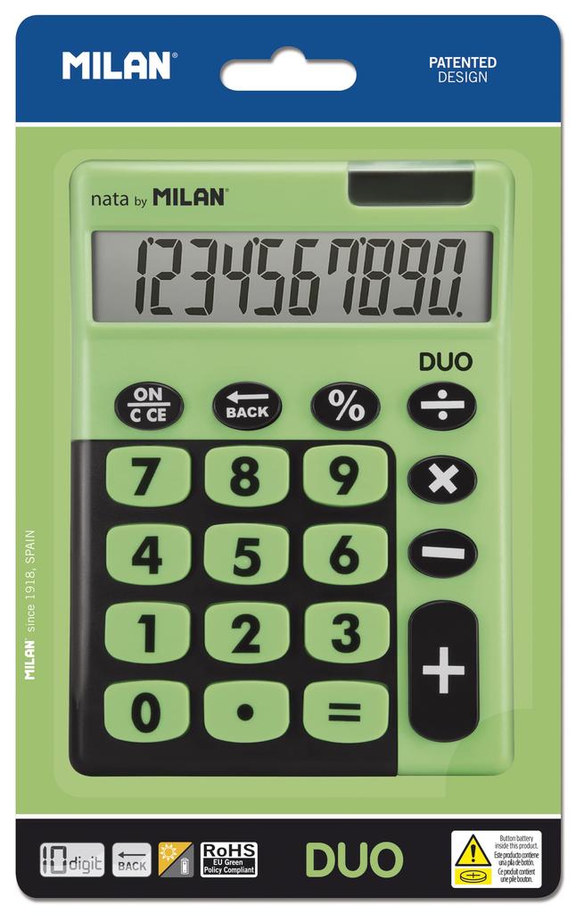 MILAN Calculator with Big Light 150610TDGRBL 10-Digit Keys, Green,