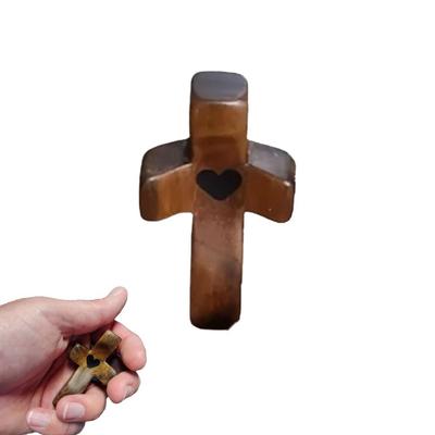 Wooden Cross My Heart Encouragement Gift Relieve Stress Emotional Support Cross Toys Reduce Anxiety Portable