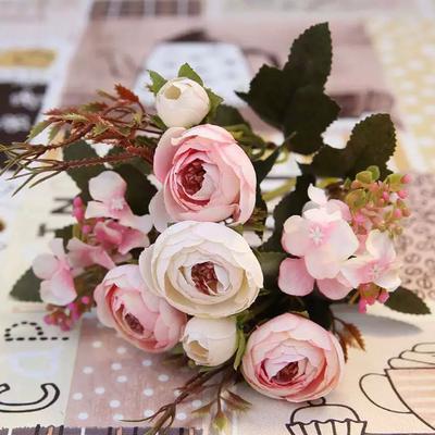LA100 European Style Handmade Artificial Silk Peony Small Handle High Quality Wedding Decoration Bouquet for Home Back To School