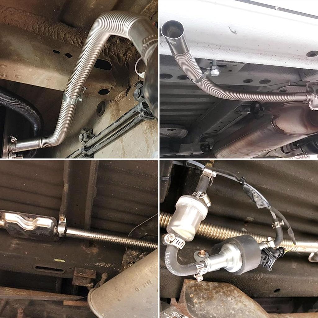 Air Exhaust Pipe Heater Pipe Heater Parking Air Heater Exhaust Pipe Diesel Gas Vent Hose Stainless Steel 2.5cm/1in Inner With Camps (Length: 2M)