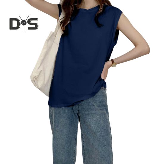 Women Summer T-shirt Round Neck Cap Sleeve Solid Color Tee Shirt Solid Color Loose Fit Casual Tops Daily Wear