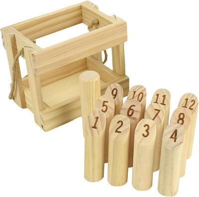 TMR.Breath G Mini Skittle Game, Outdoor Bowling Game, Lightweight Wooden Bowling Game for Kids and Adults, IndoorOutdoor Recreation, Includes Storage