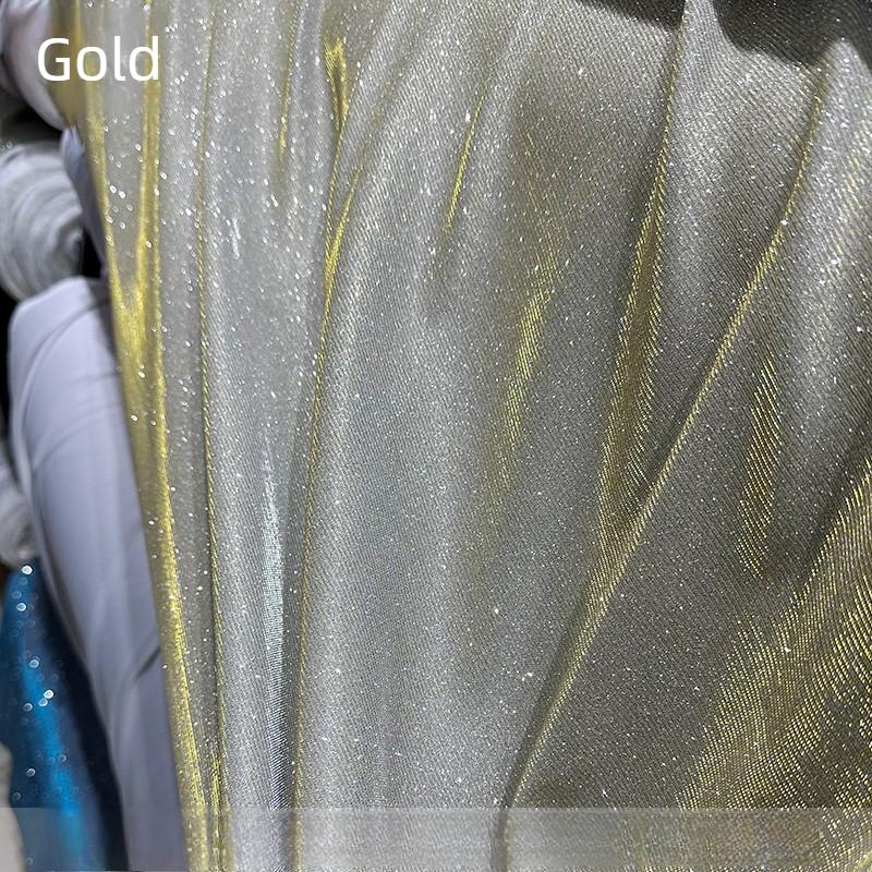 Stretch Knitted Fabric with Glitter By Meters for Clothing Wedding Dresses Sewing Plain Drape Soft Textile Needlework Black Blue