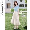 Elegant Summer High-Waist Pleated Mid-Length Skirt