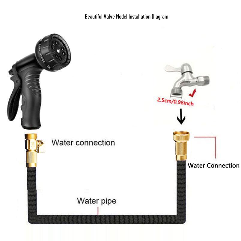 3x Telescopic Garden Water Hose with 10-Function High-Pressure Spray Gun for Watering and Car Wash