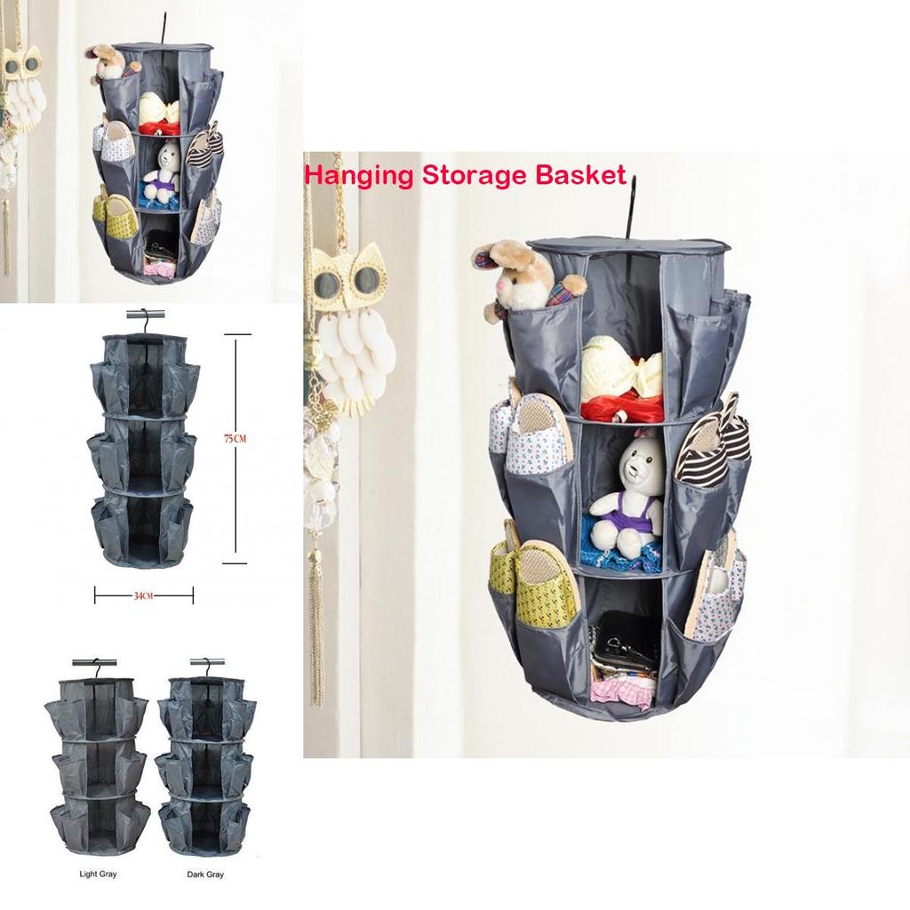 Multifunctional Oxford Fabric Hanging Shoe Storage Bag With Three Layers For Home Organization