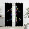 3D Colorful Football Ink Splashing Design Art Curtains, 2 Panels, Kids Room, Bedroom, Living Room, Balcony Decor