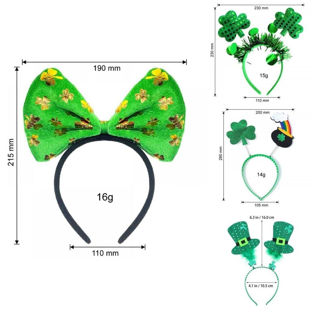 5pcs Green Clover Hair Band Elf Hat Accessories For St. Patrick's Day