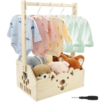 Træ Opbevaringskasse Baby Shower Tøjkurv Legetøjs Organizer Kasse Børn Bærbar Langt Håndtag Drenge Piger Gavekurv