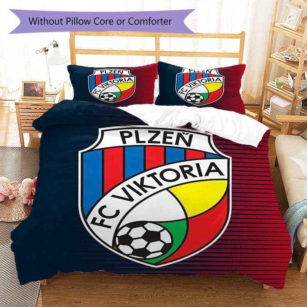 FC Viktoria Plzeň Pattern Bedding Quilt Set Quilt Cover Pillowcase Home Decoration Birthday Gift (1 * Duvet Cover + 2 * Pillowcase, Without Core)