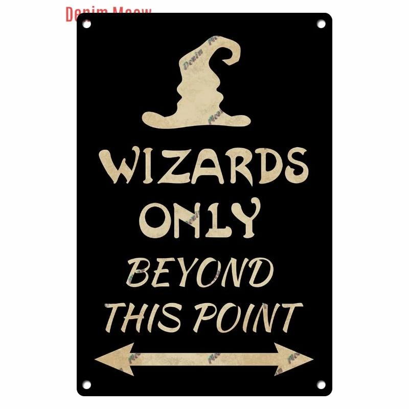 Vintage Witch Halloween Wall Art Poster, No Trespassing Metal Sign, Warning Tin Plates for Gift, Bar Party, Room Decoration WY68