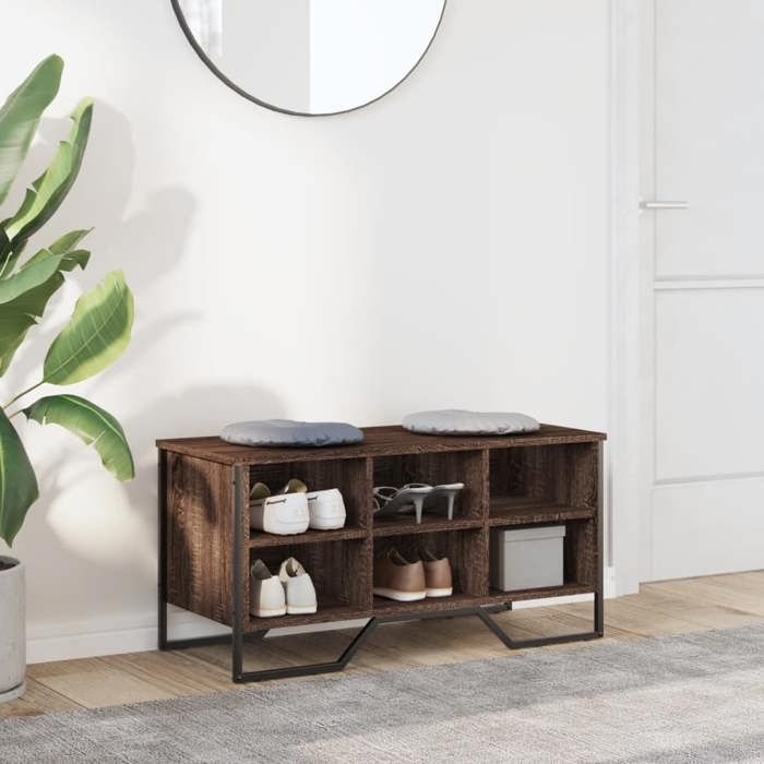 VidaXL Armoire à chaussures chêne marron 90x38x45,5 cm bois ingénierie, étagère à chaussures, armoire de rangement de 848643