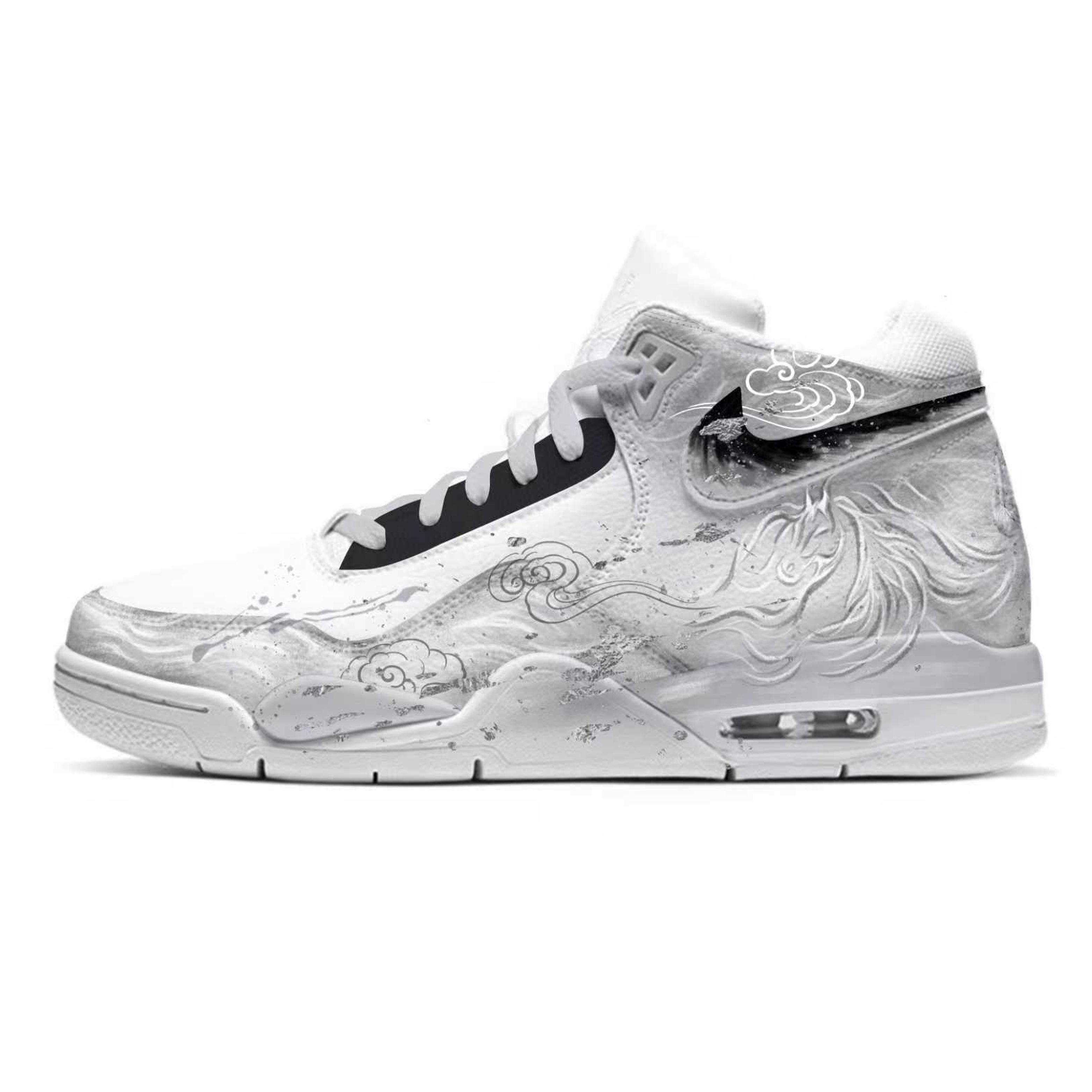

Nike Flight Legacy Plain Cloud Pattern Abrasion Resistant Slip Resistant Mid top Vintage Basketball Shoes Unisex BQ4212-101(Team1856-) 41