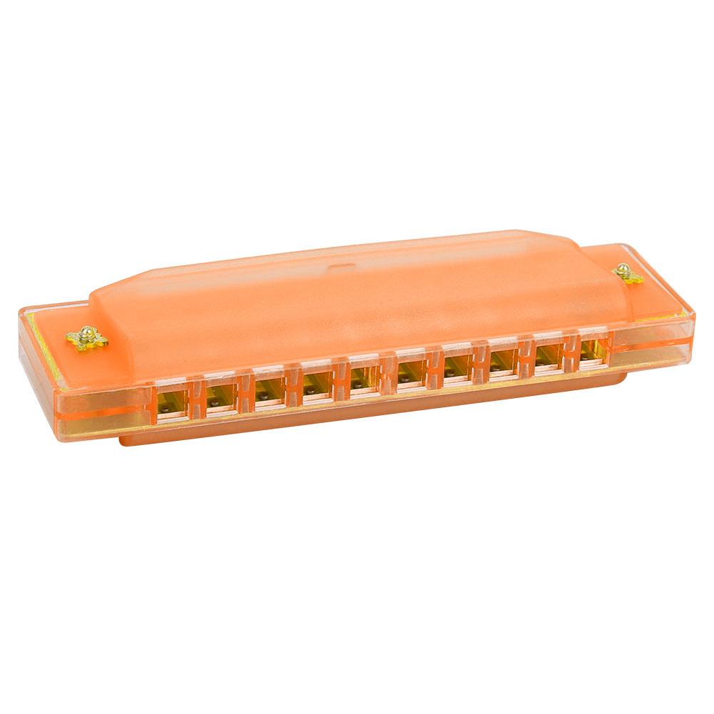 High Quality Durable 10 Holes 20 Tones Plastic Translucent Harmonica Gift for Kids(Orange)