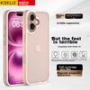 FrostedIPhone 16 Case, 16 Semi-Transparent Frosted Shockproof Anti-Fingerprint Full Lens Protection Soft Edge Case, Cherry Blossom Pink