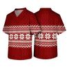 Men's Christmas Theme Caregiver Uniform, Holiday Scrub Top for Nurses and Workers