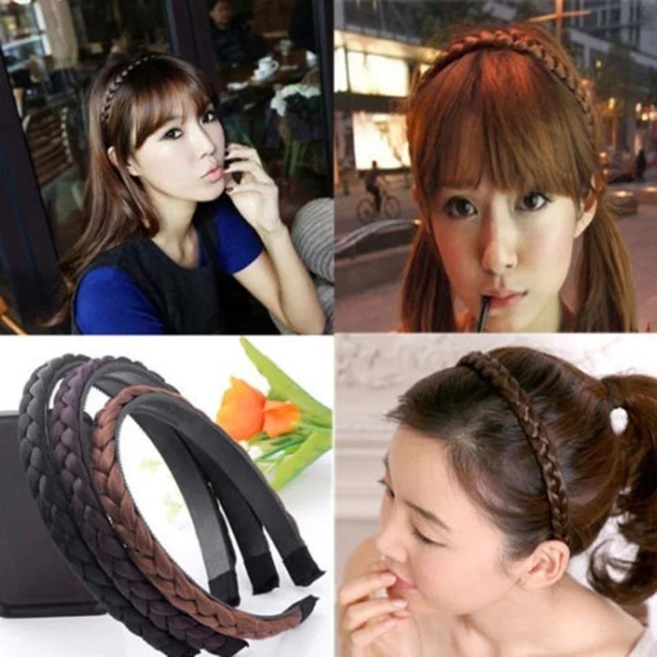 1 Pcs Fishbone Braid Wig Headband Anti Slip Headband Fried Dough Twists Braid Bangs Hair Clip High Skull Top Compression