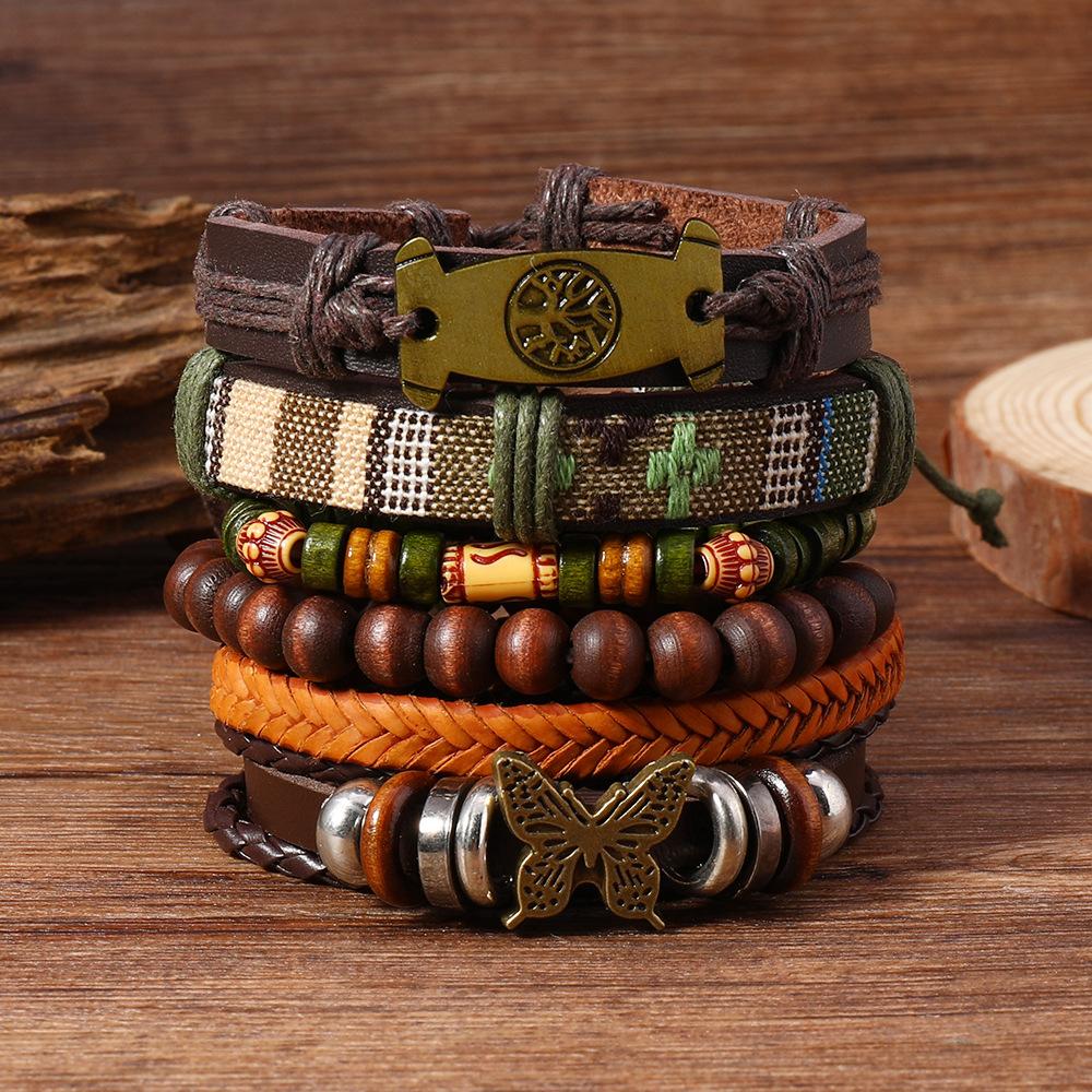 

Сплетенный вручную женский бирюзовый браслет из богемной веревки с многослойными бусинами, винтажные унисекс-ювелирные аксессуары, мужской браслет для путешествий и праздников