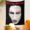 White face with red streaks around eyes and intense black-and-white details. Patterned tapestry for bedroom and living room home decor