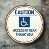 1pc Vintage Round Metal Sign Retro Accessible Pathway Rear Entrance Warning Plaque 2D Flat Door Sign Office Public Commercial Decor