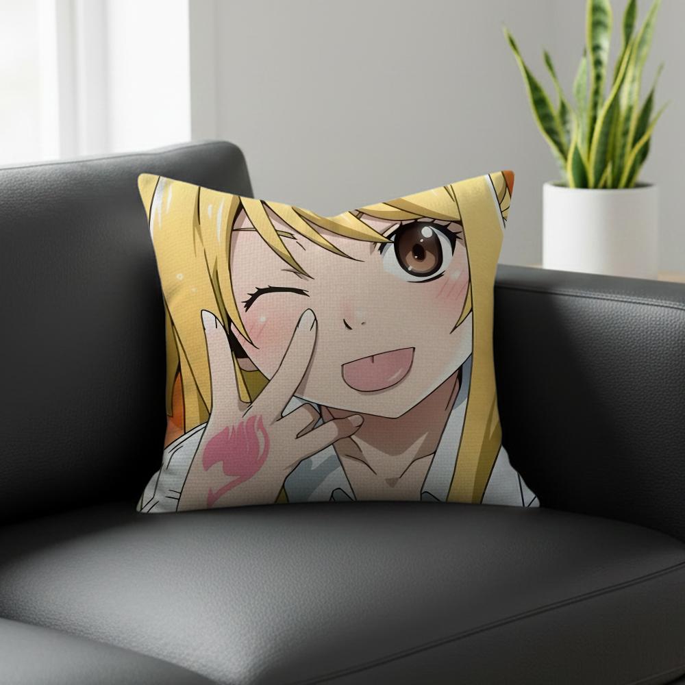 Anime Lucy Heartfilia Fairy Tail Cushion Cover Natural Linen Pillowcase Set AllinOne Decor for Sofa Bedroom Chair