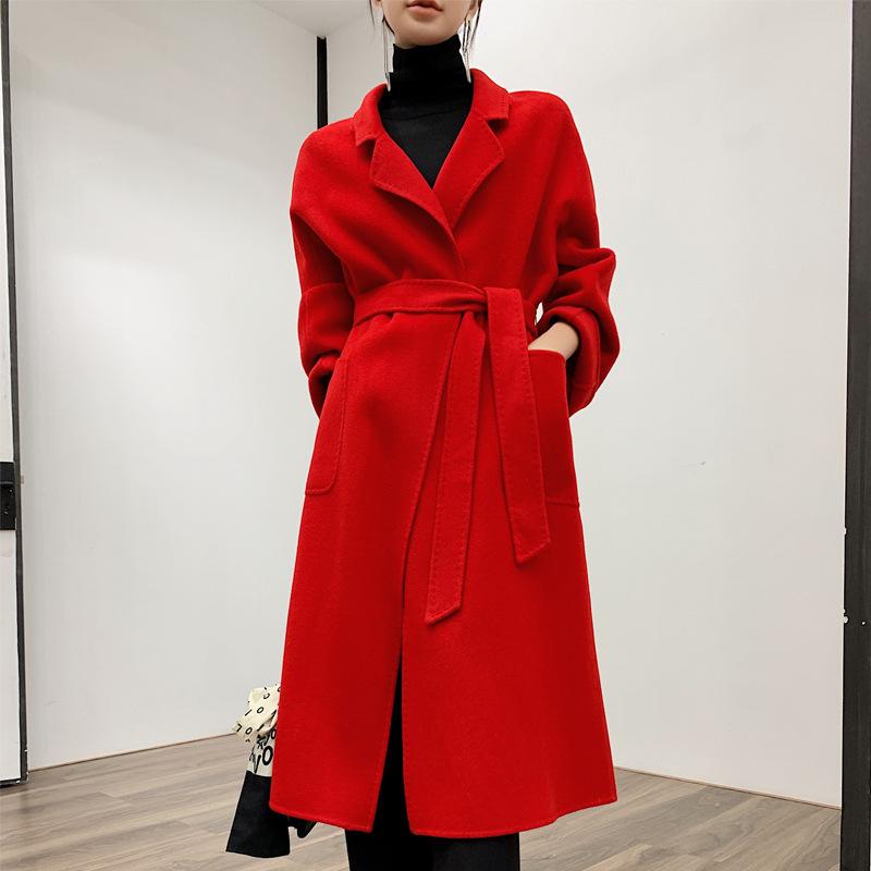 

Кашемировое пальто средней длины и длинное двустороннее для женщин, осенне-зимнее новое высококачественное свадебное шерстяное пальто L 125 70 kg