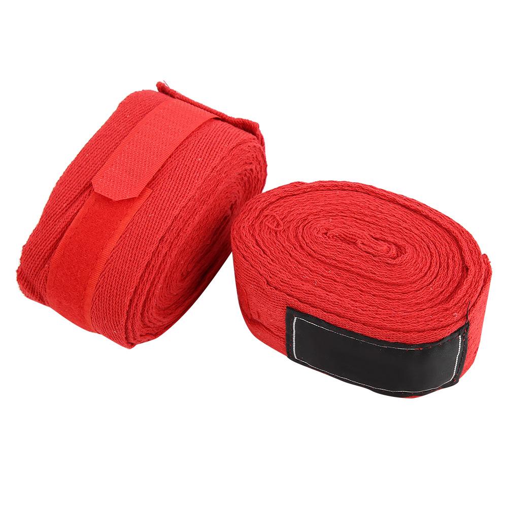 2PCS 5M Cotton Lengthened Boxing Hand Wraps Handwraps Bandages for Training (Red)