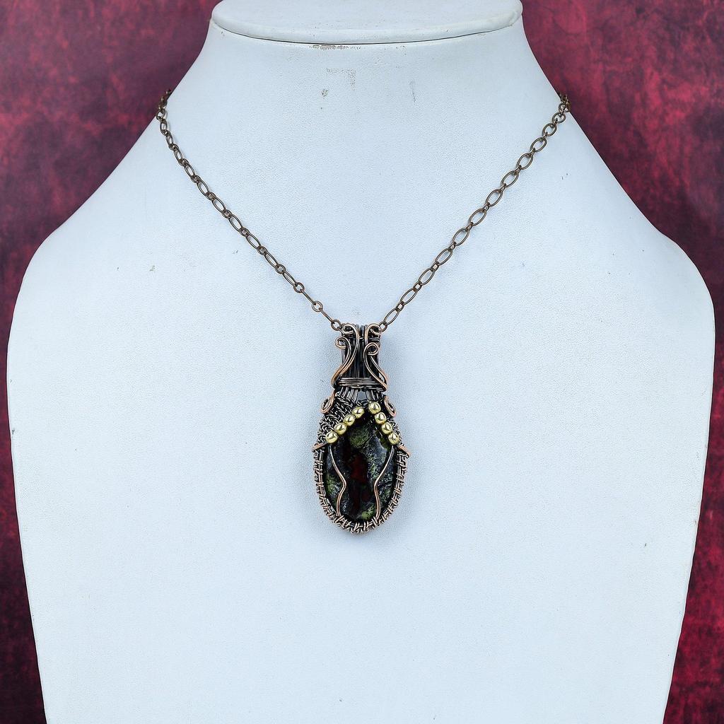 Dragon bloodstone pendant copper wire wrapped pendant handmade copper jewelry genuine gemstone pendant wire weaving jewelry engagement gifts