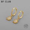 925 Sterling Silver Circle Earrings For Women Trendy Sun Zircon Tassel Earring Jewelry Prevent Allergy Party Accessories G