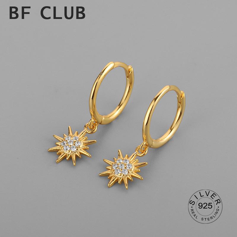 925 Sterling Silver Circle Earrings For Women Trendy Sun Zircon Tassel Earring Jewelry Prevent Allergy Party Accessories G