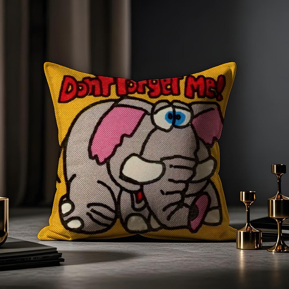 Cute StampIllustration Cushion Cover Anti-dustmite Pillowcase Invisible Zipper Silky Short Plush Sofa Cushion Cover