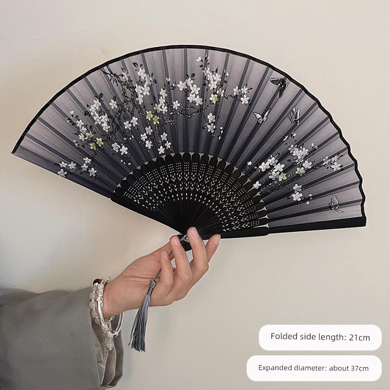 Summer Folding Fan, Traditional Chinese Style, New Chinese Style, Ancient Style Small Fan, Black, Simple and Durable, Children's Bamboo Fan, Portable