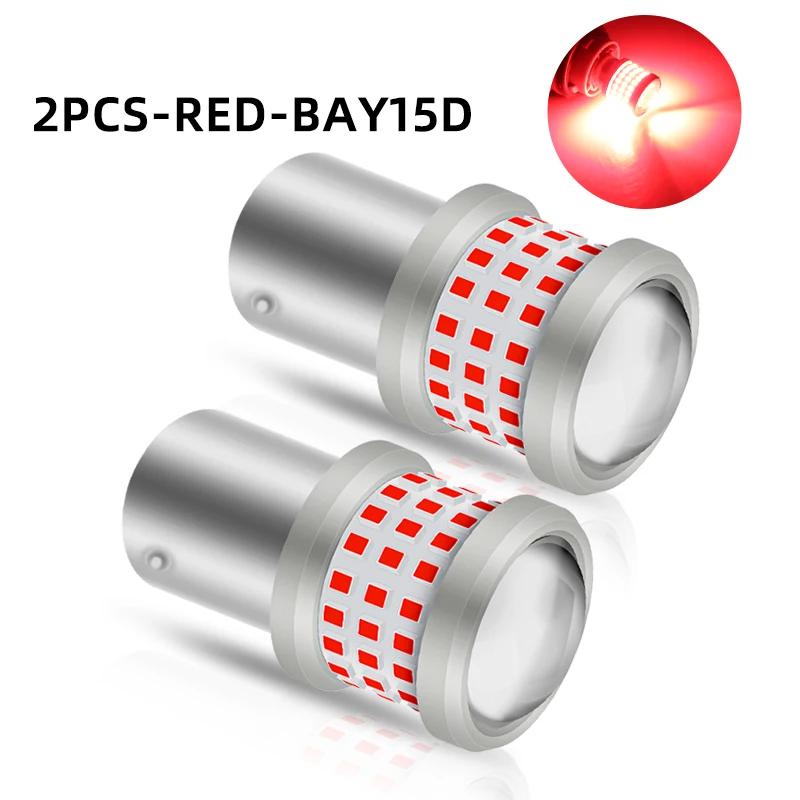2pcs P21/5W 1157 BAY15D LED Bulbs Car Turn Signal Light 7440 7443 Canbus 12V Red Parking Light MOTOR Brake lights DRL 12-80V