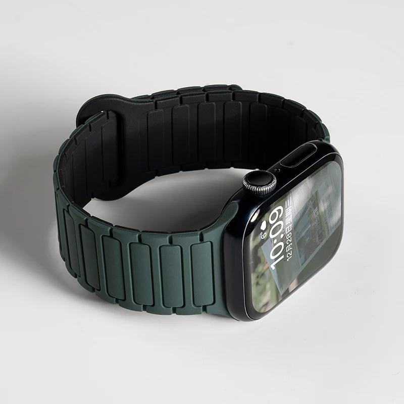 Silicone Strap for Apple Watch Ultra 2 49mm 42mm 45mm 41mm 44mm 40mm Magnetic Band for iWatch Series 10 46mm 9 8 7 6 SE 5 4 3