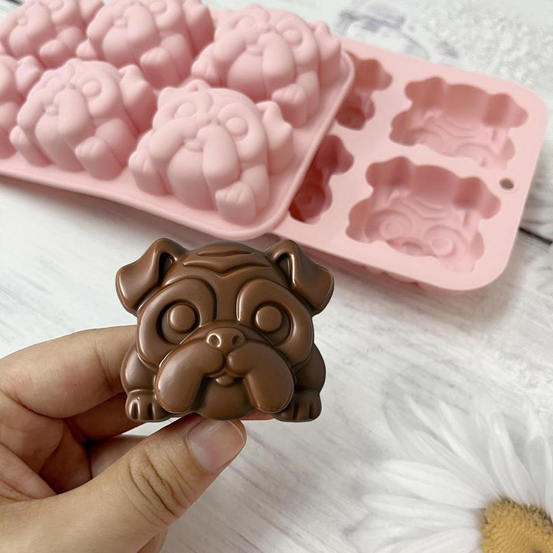 Bulldog Chocolate Silicone Mold Cartoon Animal Soap Candy Cookies Ice Cube Tray Dog Treats Craft Wax Melts Kitchen Baking Tools