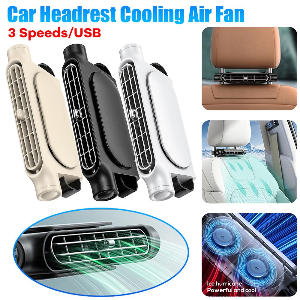 USB Car Interior Rear Headrest Fan Cooler 3 Speeds Adjustable Car Seat Cooling Fan Rear Seat Ventilator Summer Car Accessories