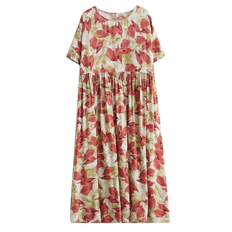 Simple Fashion Summer New Plus Size Round Neck Printed Dresses