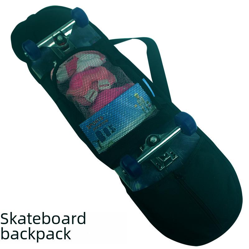 Skateboard Mesh PVC Backpack & Protective Gear Bag, 80cm Four-Wheel Skateboard Shoulder Bag