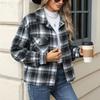 HNXC Moda damska Casual Jesień Zima Kratka Nadruk Długi Rękaw POLO Kardigany