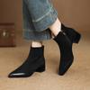 Fashion 2025 New Autumn Women Boots Genuine Leather Women Shoes Pointed Toe Chunky Heel Shoes Modern Ankle Boots Concise Chelsea Boots