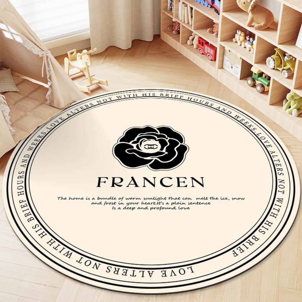 1Pc Living Room Carpet Cartoon Rabbits Printed  Large Area Round Children Bedroom Rug Home Decoration Cute Cloakroom Mat