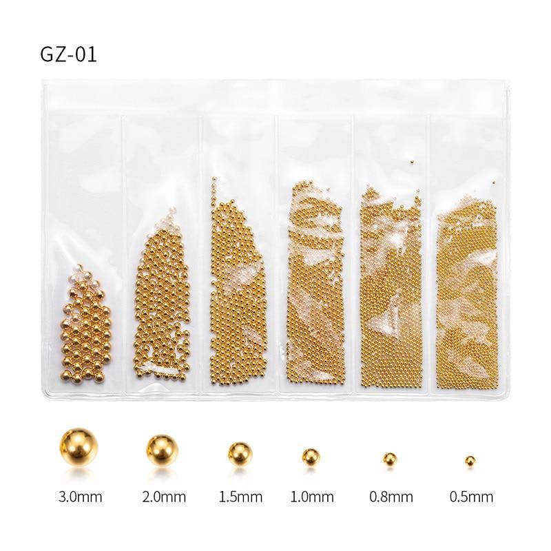 Smíšené 6 Velikost 0,8 mm Micro Nail Nerezová Dekorativní Nail Rose Gold a Silver Příslušenství na nehty