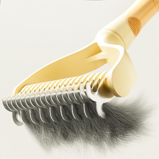 Pet Detangling Comb Double-Sided Metal Teeth Pet Dematting Tool Pet Grooming Comb Undercoat Rake for Long Hair Untangles Pet Hair Efficiently