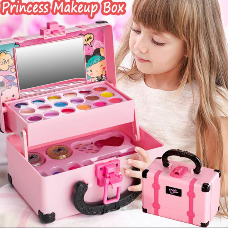 32Pcs Kids Makeup Toys Girls Real Makeup Kit Washable Non-Toxic Makeup Toy Set Retro Beauty Makeup