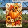 2D Flat, 1pc Decorative Sign & Plaque, Autumn Pumpkin Floral Aluminum Sign, Kitchen Farmhouse Wall, Living Room Fall Decor, Coffee Shop Floral