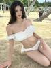 Korean Style Slimming Split Bikini Bandeau for Girls - Fashionable Hot Spring Resort Swimsuit