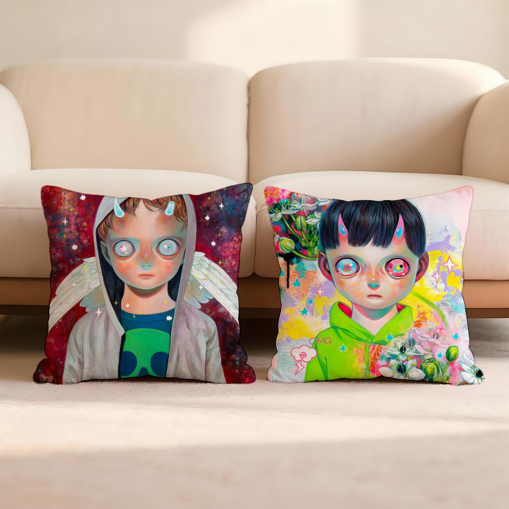 H-Hikari Shimoda IllustrationS Cushion Cover Home & Car Multi-Scene Pillow Cover - Reversible, Soft & Durable for Daily Use