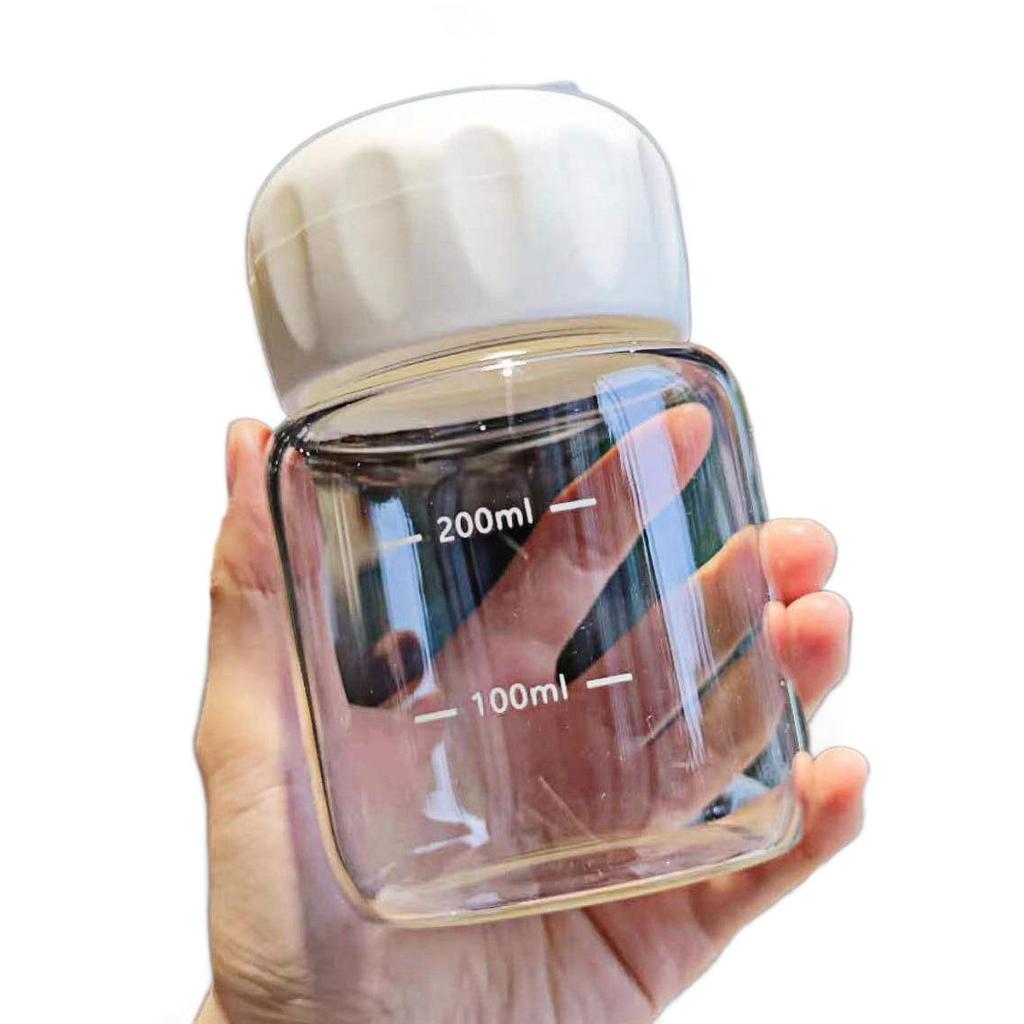 Microwaveable Chubby Cup: High Borosilicate Glass, Portable, Sealed, High Temp Resistant, with Scale