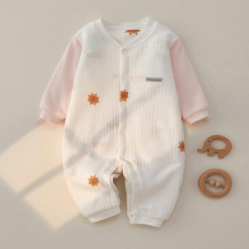 Infant & Toddler Warm Padded Cotton Jumpsuit for Autumn/Winter 80 cm розовый