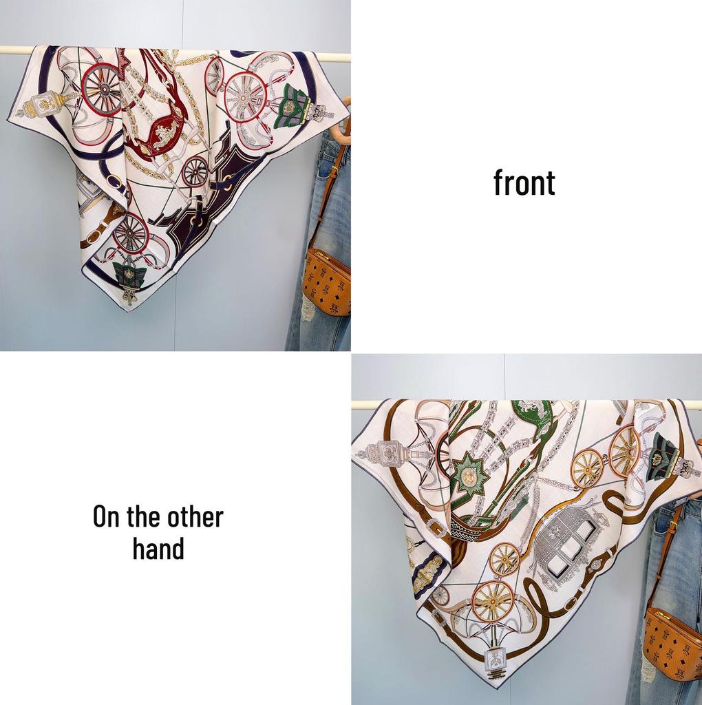 Reversible Mulberry Silk Scarf: Hand-Rolled Edge, Double-Sided Print for Autumn & Winter